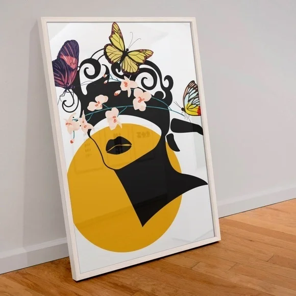 Modern Wall Art Print Butterfly Girl Unframed - Picture 5 of 12